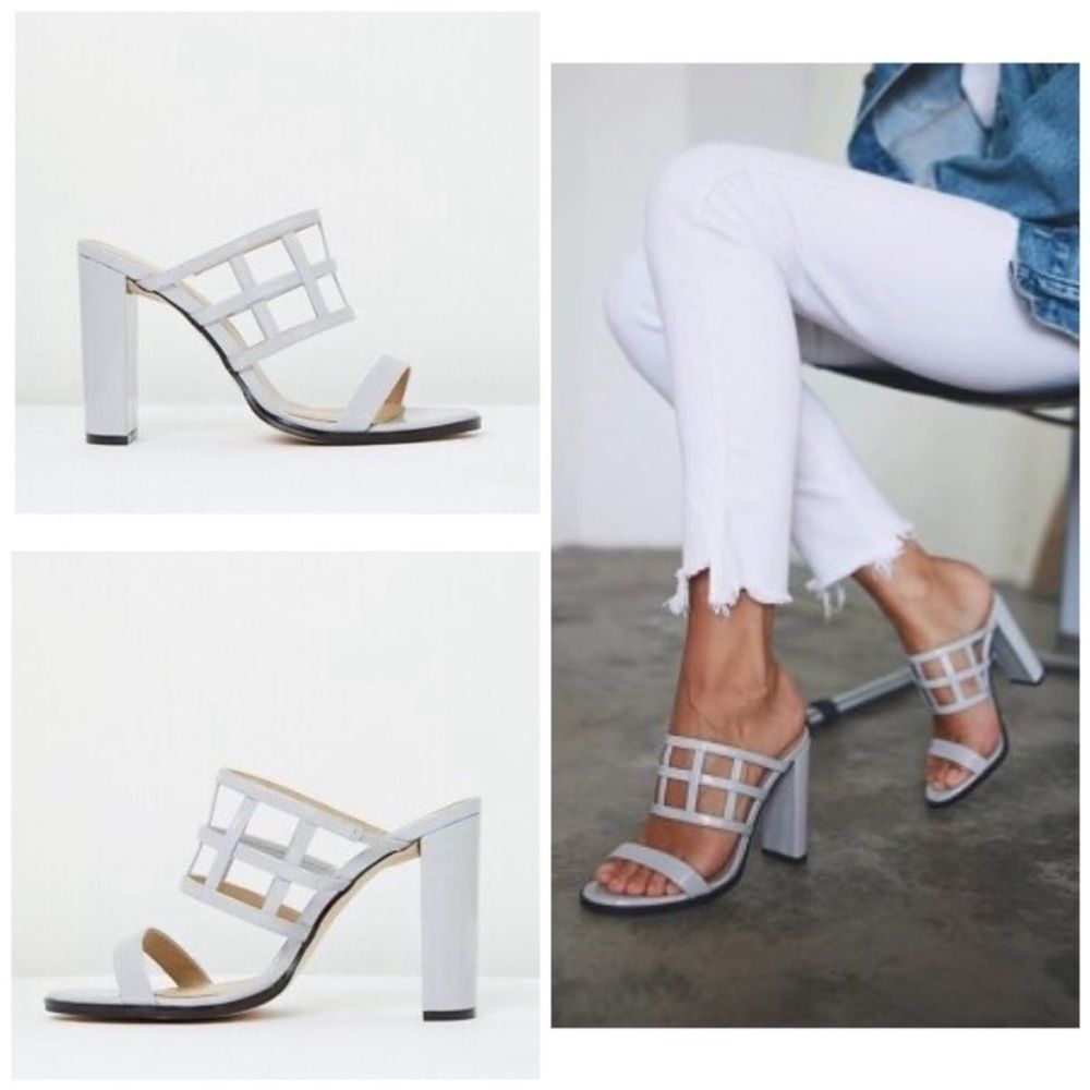 The Mode Collective Leather Caged Sandal In Lily White